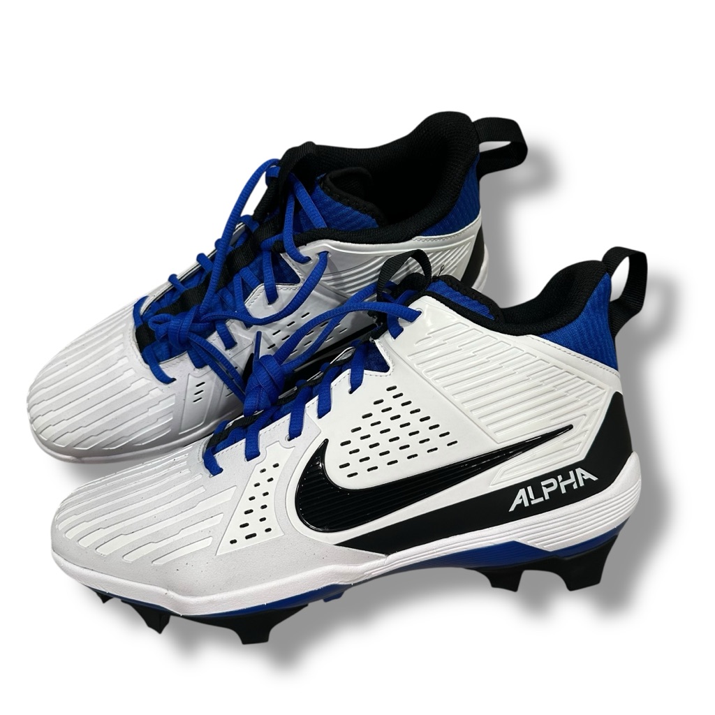 Nike Size 12 Men's Alpha Menace Strong Blue White Black New Football Cleats New